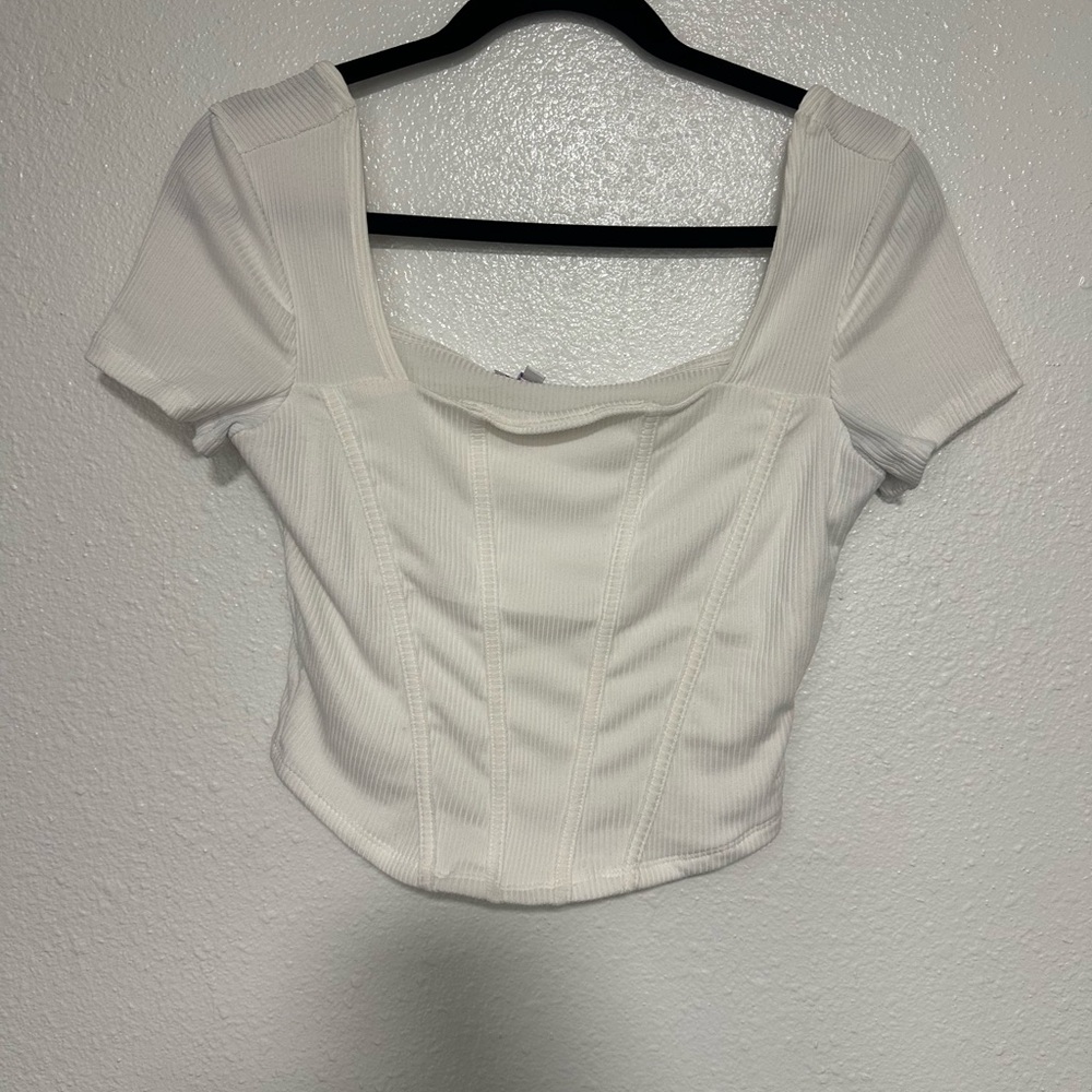 Rising Star White Ribbed Crop Top